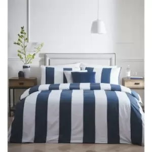 Image of Portfolio Alissa Duvet Cover Set Blue Super King Striped 200 Thread Count Bedding Set - Blue