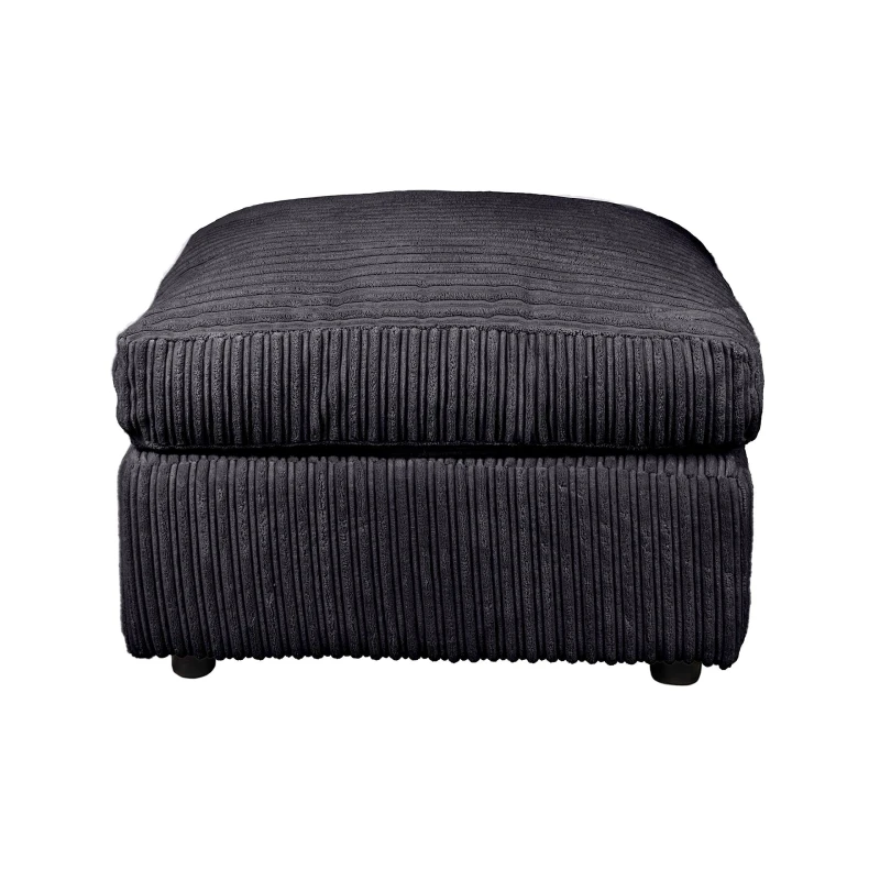 Image of LUXURY LIFE Dylan Jumbo Cord Fabric Footstool Black