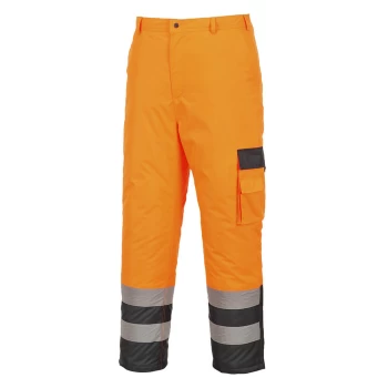 Image of Oxford Weave 300D Class 2 Lined Contrast Hi Vis Breathable Trousers Orange / Navy S
