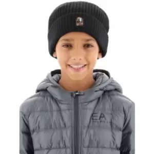 Image of Parajumpers Kids Black Ribbed Beanie