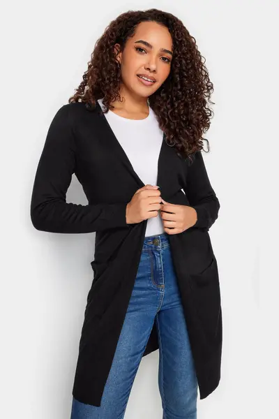 Image of M&Co Longline Fine Knit Cardigan Black