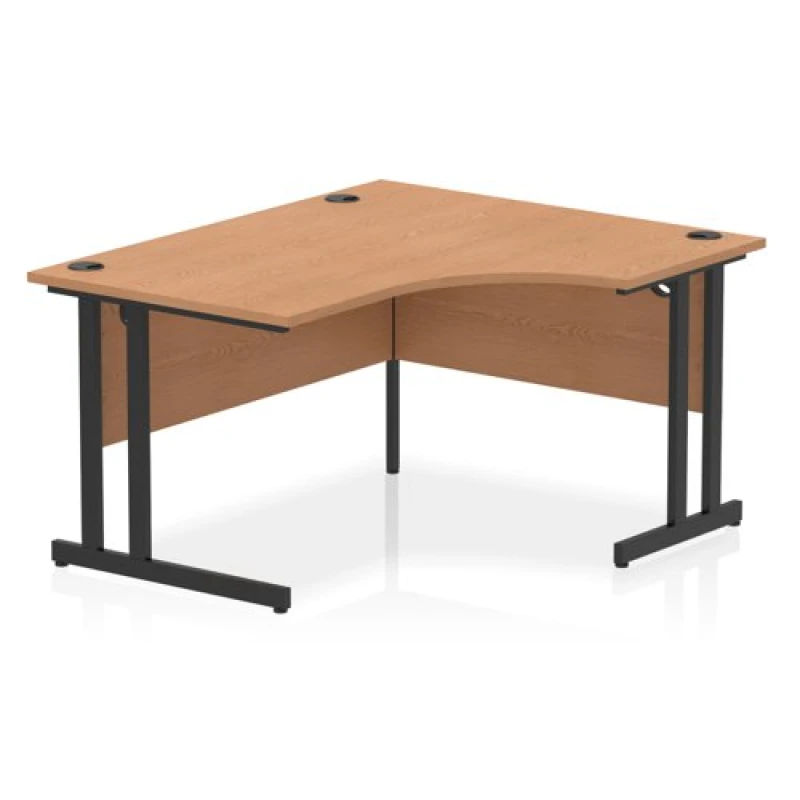 Image of Impulse Impulse 1400mm Right Crescent Office Desk Oak Top Black Cantilever Leg ICDRC14BOAK