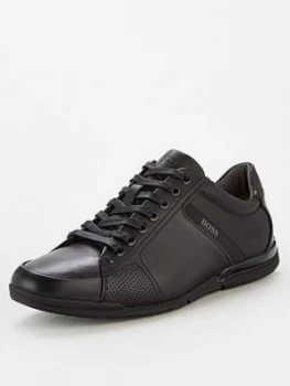 Image of Hugo Boss Athleisure Saturn Leather Trainers Black Size 9 Men
