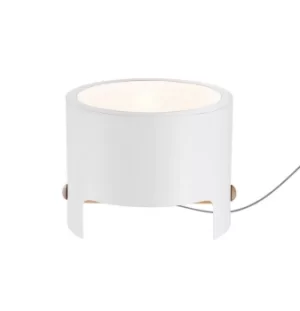 Image of Cube Table Lamp Wide 1x40W, White Metal, Wood