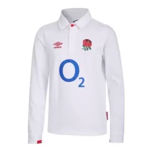 Image of Umbro England Home Classic Long Sleeve Rugby Shirt 2020 2021 Junior - White