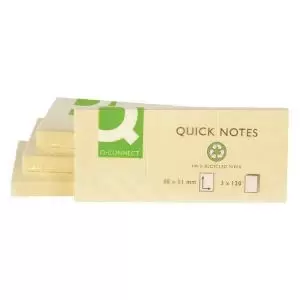 Image of Q-Connect Quick Notes Recycled 38x51mm Yellow Pack of 12 KF22367