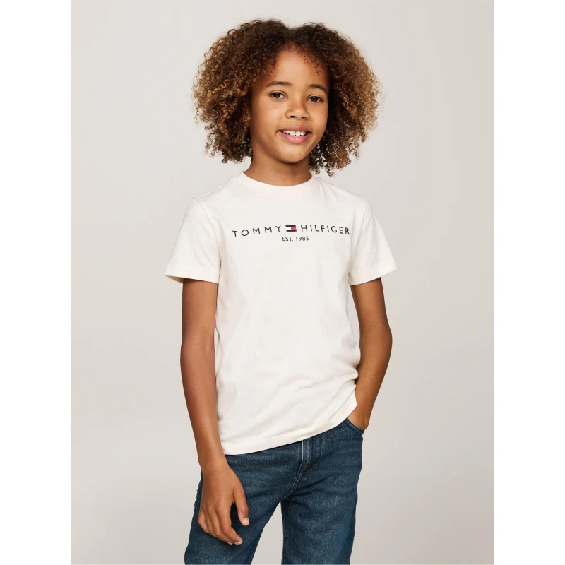 Image of Tommy Hilfiger Children's Essential T Shirt Regular Fit T-Shirts 4Y Cream 59614774135