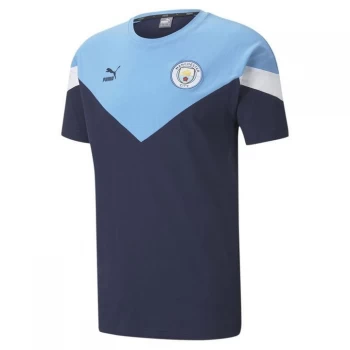 Image of Puma Manchester City Football Club T-Shirt Mens - Navy/Blue