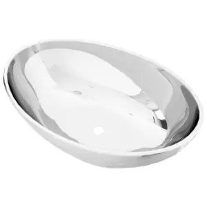 Image of VidaXL Ceramic Oval Wash Basin - Silver