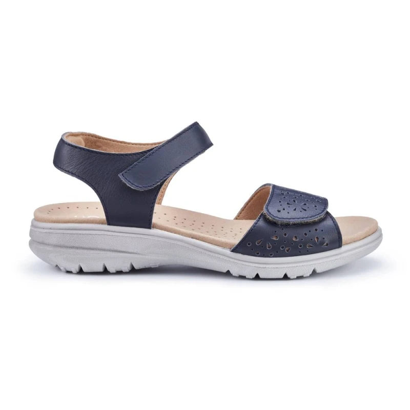 Image of Hotter Womens Wide Fit 'Leah II' Sandals in Dark Navy Size: 6 Dark Navy Female 6
