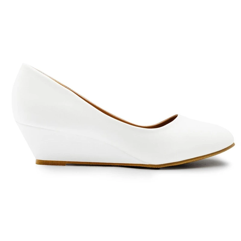 Image of Where's That From 'Kieran' Platform Low Wedge Mid Heel Court Shoes White