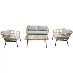Image of Out&out Original - DesignDrop- Borgia Wicker Conversation Set- Steel Frame with Removable Cushions- 4 Seats