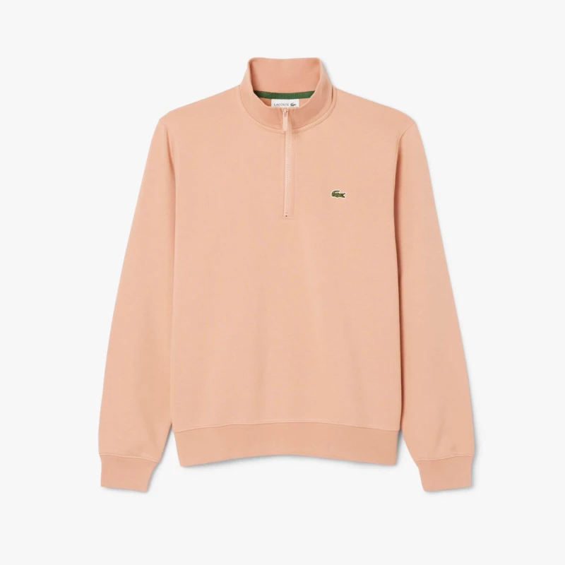 Image of Lacoste High Neck Zipped Fleece Sweatshirt Orange male XS