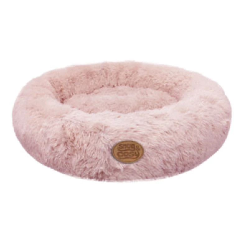 Image of Snug & Cosy Pets Snug And Cosy Anti- Anxiety Donut Puppy Dog Bed Bedding Fur Pink 60Cm