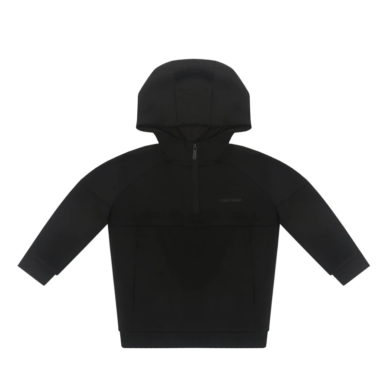 Image of Firetrap quarter Zip Fleece Hoody - Black 2 - 3 Years