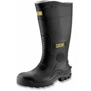 Image of HYDROMASTER Safety Wellington Work Boots Black Wellies - Size 10 - JCB