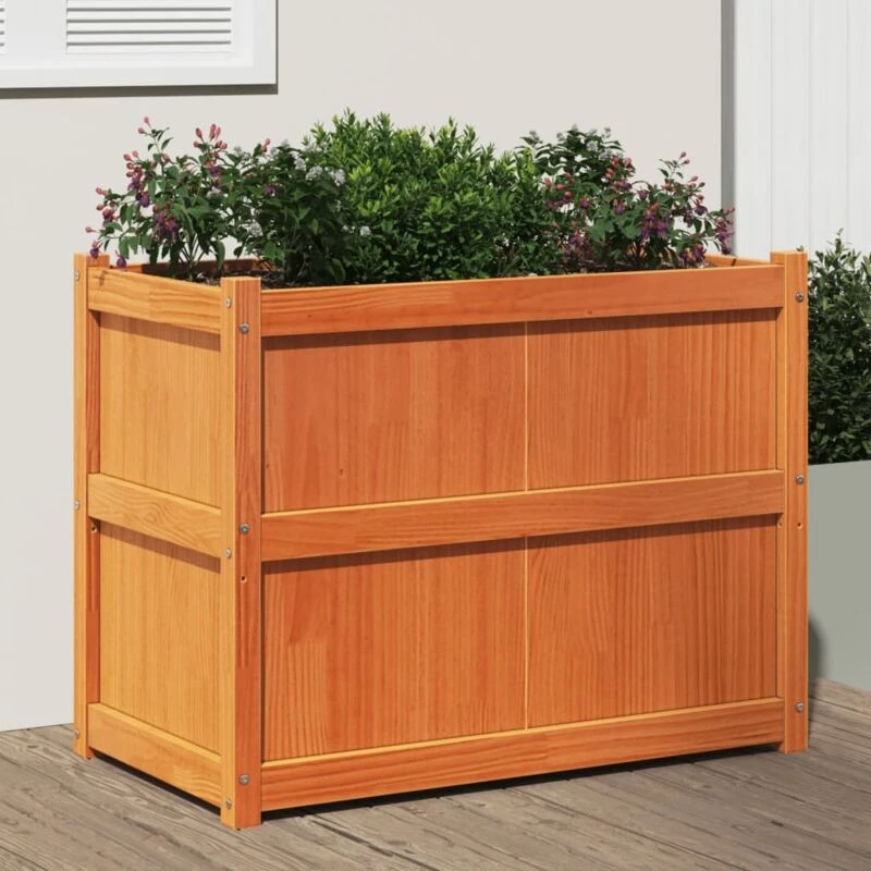 Image of vidaXL Garden Planter Wax Brown 90x50x70cm Solid Wood Pine, Brown 837471