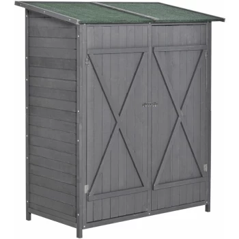 Image of Wooden Garden Shed Tool Cabinet Box w/ Storage Shelves 139x75x160cm - Outsunny