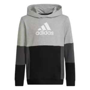 Image of adidas Colourblock Hoodie Kids - Medium Grey Heather / White /