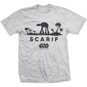 Image of Star Wars - Rogue One At-At Silhouette Scarif Unisex Small T-Shirt - Grey
