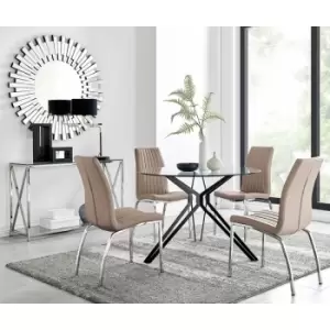 Image of Cascina Dining Table and 4 Cappuccino Isco Chairs - Cappuccino