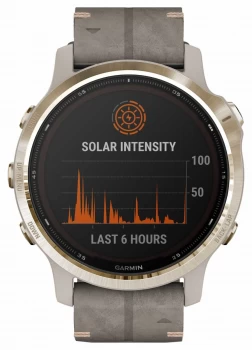 Image of Garmin Fenix 6S Pro Solar Light Gold Shale Grey Suede Watch