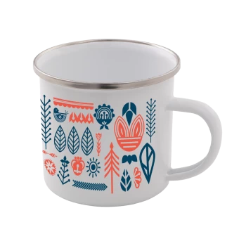 Image of Flower All Over Scandi Print Enamel Mug - White