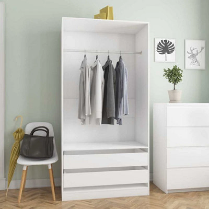 Image of Vidaxl Wardrobe White 100X50X200 Cm Engineered Wood