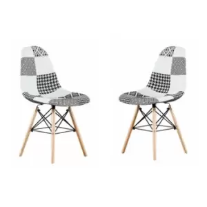 Image of Chrono Patchwork Eiffel Dining Chair - Set of 2 - Multicoloured - Multi