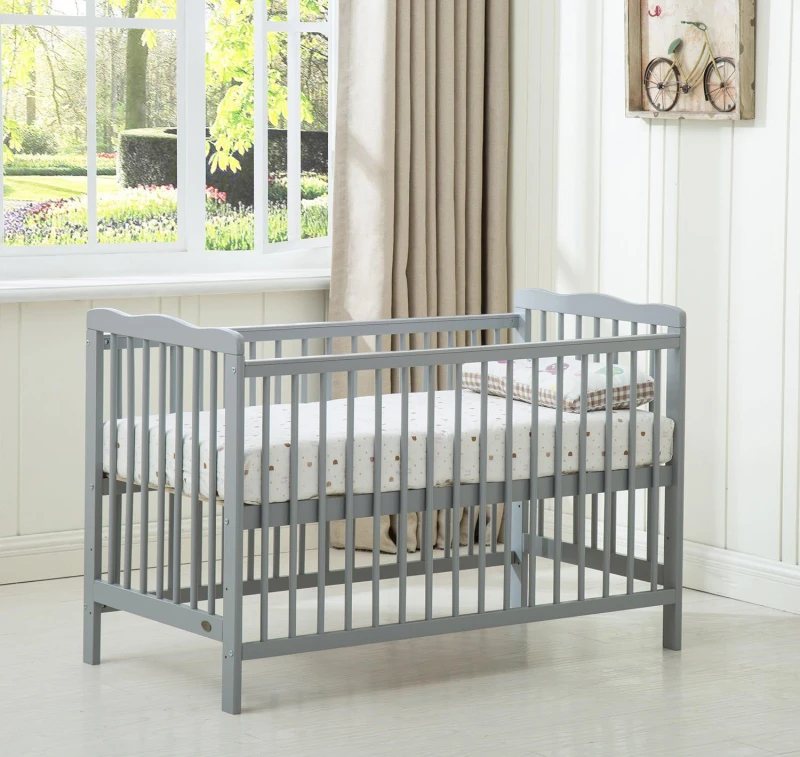 Image of MCC Direct Wooden Baby Cot Crib with Mattress Brooklyn Grey