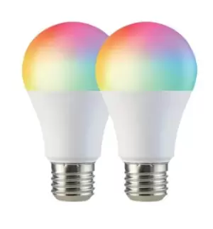 Image of WiFi E27 10 Watts LED Smart Bulb, RGB CCT 2700K-6500K, Dimmable, Pack of 2