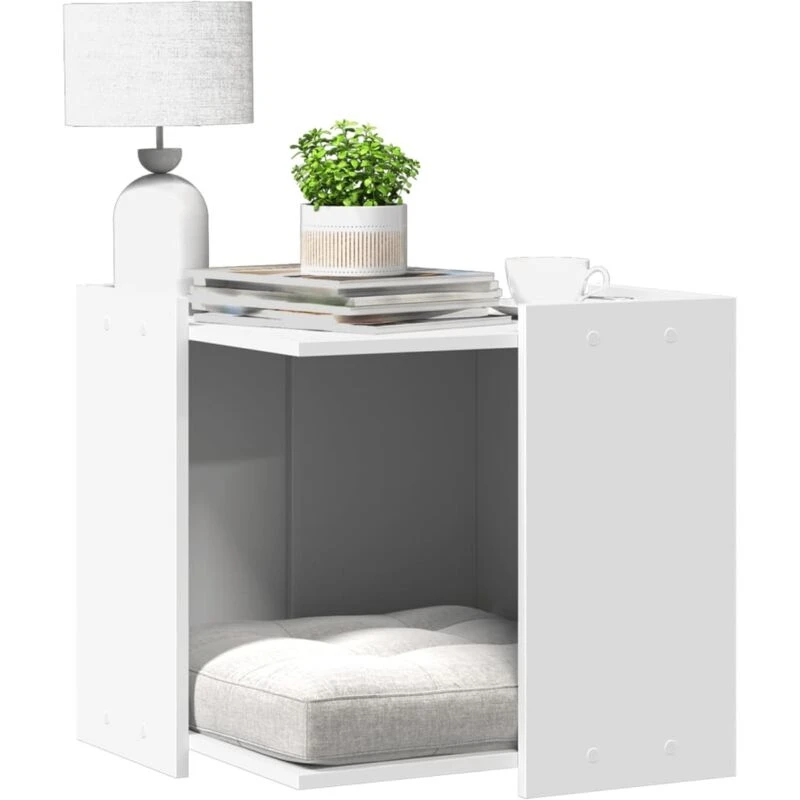 Image of vidaXL Cat Litter Box Enclosure White 53x53x51cm Engineered Wood, White 857751