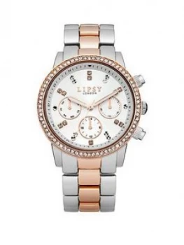 Image of Lipsy Lipsy White Dial Silver And Rose Gold Bracelet Ladies Watch
