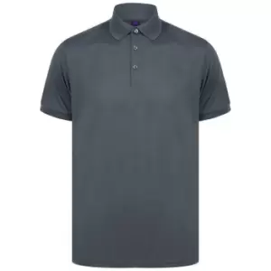 Image of Henbury Mens Piqu Polo Shirt (S) (Charcoal)