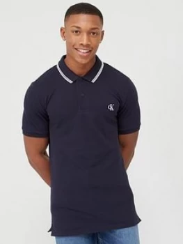 Image of Calvin Klein Jeans CK Essential Tipping Slim Polo Shirt - Night Sky, Night Sky, Size S, Men