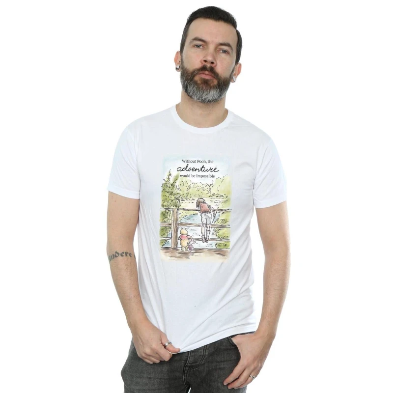 Image of Disney Men Winnie The Pooh Adventure T-Shirt in White Size: Small White S Male 5057864421163
