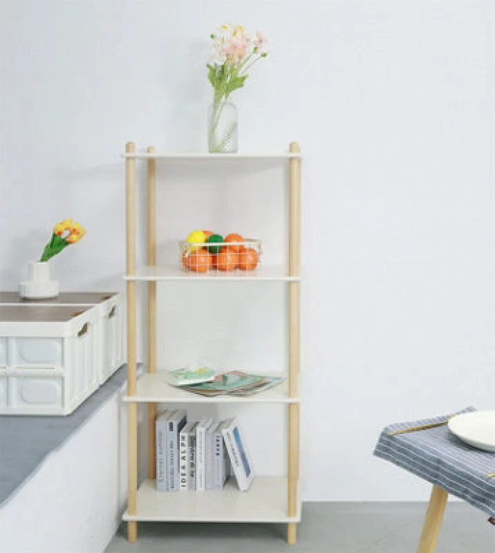 Image of 4 Tier Versatile Tiered Shelf Solid Birch Shelving Unit Storage Organised Shelves For Living Room, Bedroom, Kitchen