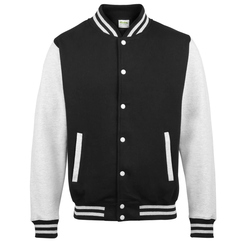 Image of AWDis Varsity Jacket in Black Size: 12-13 Years Black Unisex 12-13 Years