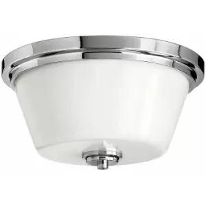 Image of Loops - IP44 2 Bulb Flush Light Opaque Glass Polished Chrome Stepped LED E27 60W
