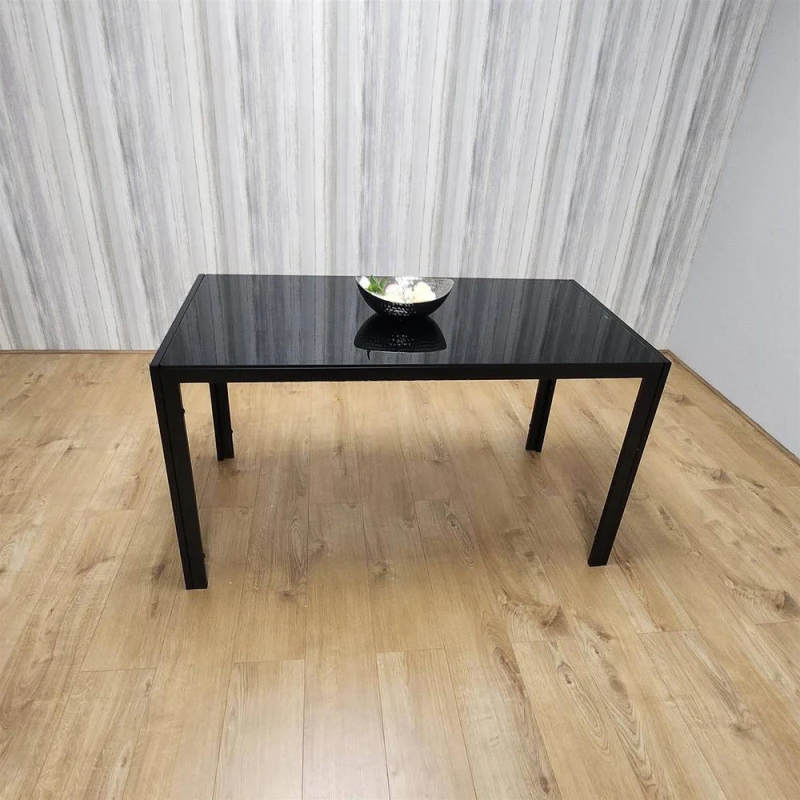 Image of KOSY KOALA Kosy Koala - Dining Table Black Glass Kitchen Place for 6 Seats, Dining Table Only (Black h 75 x l 134 x w 70 cm) All Black 134 table
