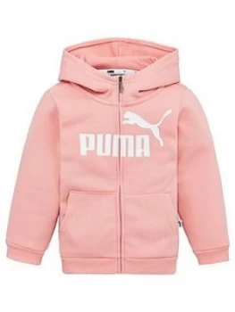 Image of Puma Essentials Hooded Girls Jacket - Pink, Size 11-12 Years, Women