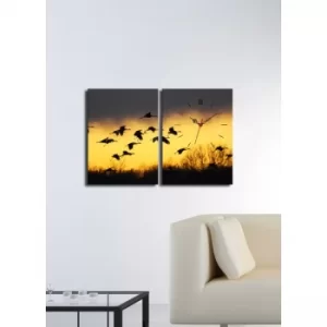 Image of 2P3040CS-98 Multicolor Decorative Canvas Wall Clock (2 Pieces)