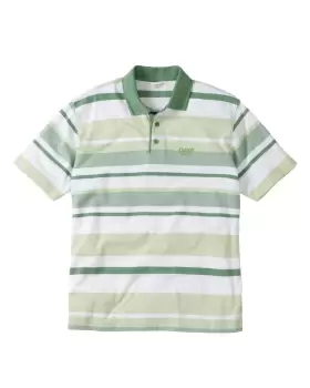 Image of Cotton Traders Short Sleeve Tonal Stripe Polo Shirt in Green