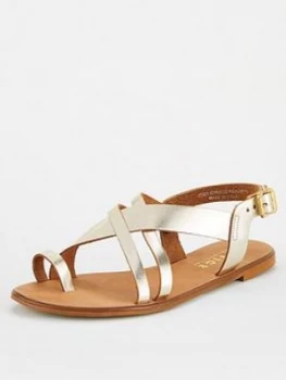 Image of Office Serious Wide Fit Flat Sandal - Gold