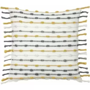 Image of Furn Dhadit Stripe Cushion Cover (45cm x 45cm) (Ochre Yellow/Natural) - Ochre Yellow/Natural
