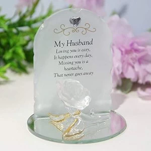 Image of Thoughts Of You Glass Rose Sentiment Ornament - My Husband