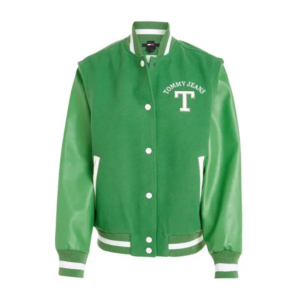 Image of Tommy Jeans TJW ZIP OFF SLEEVE LETTERMAN Varsity Jackets 8 (XS) Green 62362815310