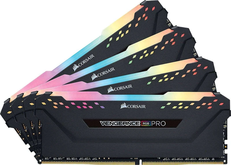 Image of Corsair Vengeance RGB PRO 32GB (4 x 8GB) Memory Kit 3200MHz DDR4 - Black - CMW32GX4M4C3200C16