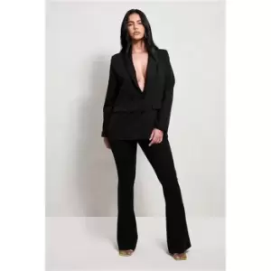 Image of I Saw It First Black Scuba Crepe Flared Trousers - Black