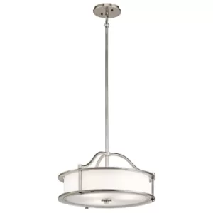 Image of Emory 3 Light Semi Flush Round Ceiling Pendant Light Pewter, E27